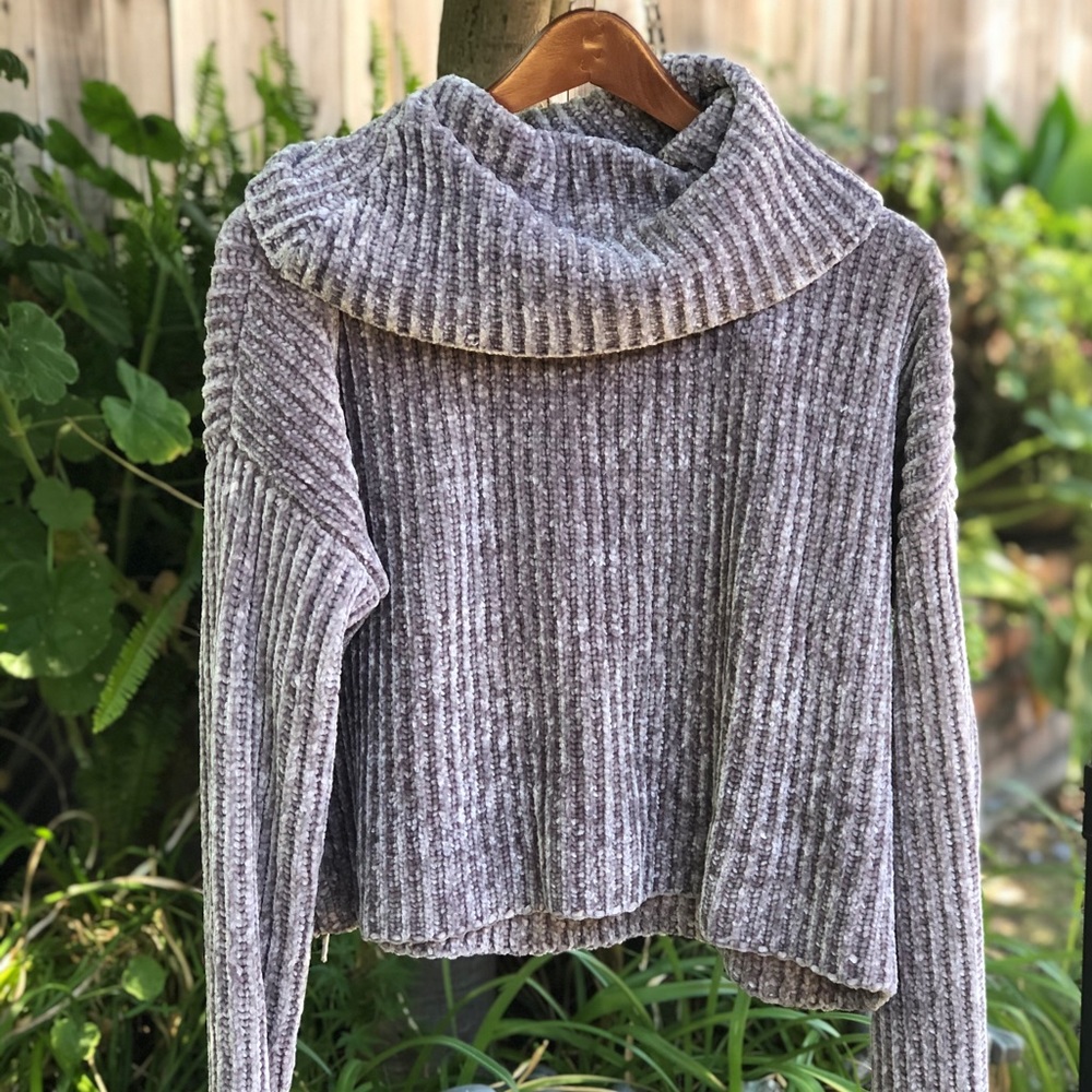 Grey Velvet Sweater